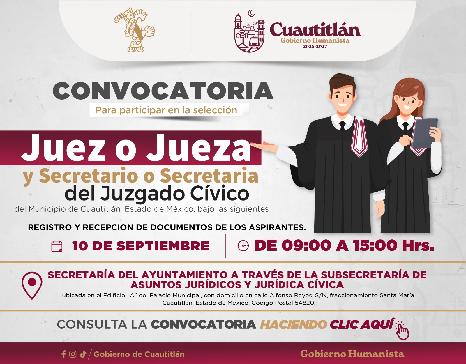 Convocatoria juez y Jueza